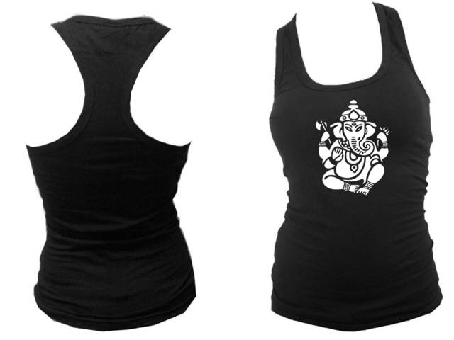 Ganesha Hindu god yoga meditation lotus design customized black women tank top